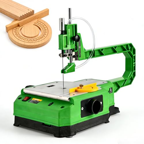 richigblosmum Mini Sierra de Calar para Carpintería | Luz LED y Puerto de Extracción de Polvo | 6-7 Velocidades | Adecuada para Manualidades DIY, Proyectos Domésticos y Construcción de Modelos