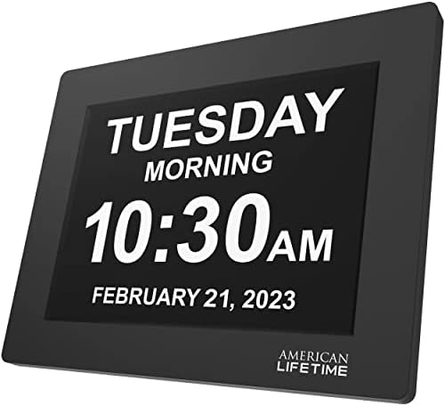 【New 2023】American Lifetime Day Clock Large Digital Clock Large Display with date and day of the week, Digital wall clock Large display Dementia products for elderly seniors,Clocks for Seniors (Black)