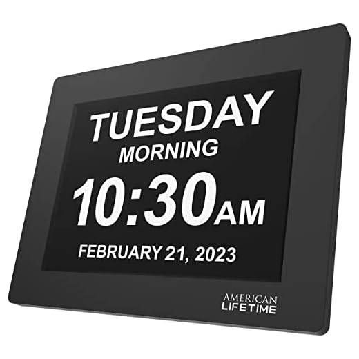 Present Ideas For Parents With Dementia 11 American Lifetime Newest Version Day Clock Extra Large Impaired Vision Digital Clock with Battery Backup and 5 Alarm Options