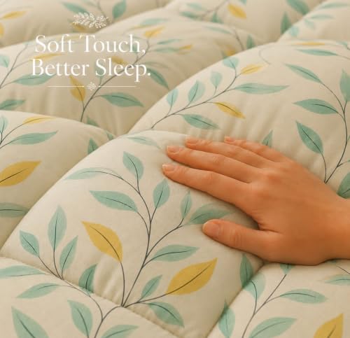 Image of HOMEKART 220 GSM Reversible Microfiber AC Comforter /Duvets for Mild Winter | All Season King Size 3 Layered Quilted Blanket for Double Bed (220 cm x 240 cm,Leaf Printe