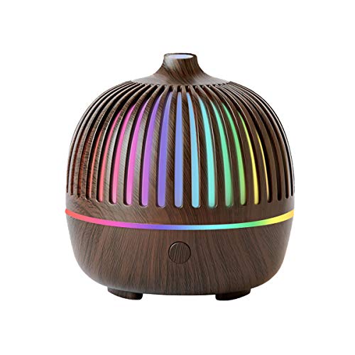 Diffuser for Essential Oils Diffusers, Aromatherapy Diffuser Air Cool Mist Humidifier with 7 Colorful Lights, 2 Mist Mode, Ultrasonic Auto-off for home, Bedroom Wood Grain Brown