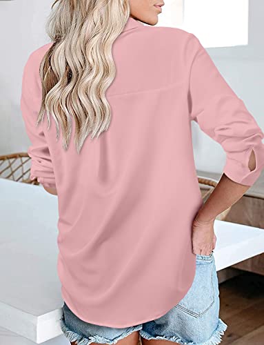 Image of Magritta Women's Shirts Fashion Casual Loose Fit Long Sleeve Button Down Lightweight Collared Blouse Tops