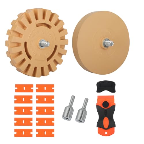 Worown 2 Stuck (Ø100 mm & Ø88 mm) - Folienradierer, Radierscheibe, Radiergummi Rad inkl. Adapter Verwendung mit Akku-Schrauber, Geradschleifer zum Entfernen von vereiteln, Klebstoffresten, etc. auf m