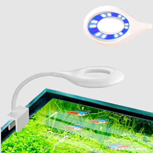Image of 0.5-5 Gallon Fish Tank Clip On Aquarium Light with White Blue Red LEDs Small Aquarium Light,Full Spectrum Fish Tank Light with USB Port and 360 Degrees Flexible Rotate