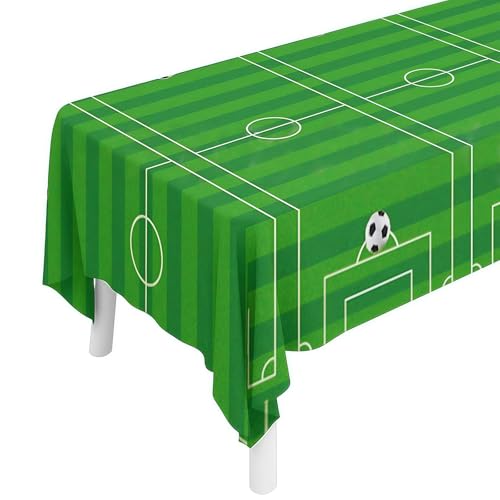 Vordpe Nappe de Football pour Anniversaire Enfant, Décoration de Table Thème Foot 137x274cm, Nappe en Plastique Résistante pour Fête Sportive, Événements de...