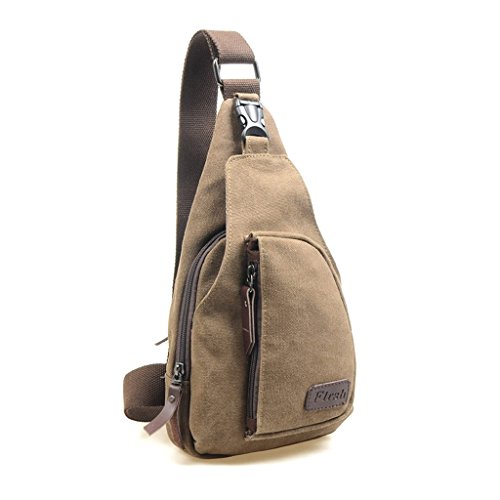 Gjyia Herren Canvas Leder Umhängetasche Crossbody Handtasche Messenger Umhängetasche Vintage KH Cover