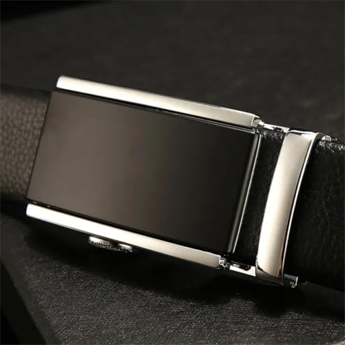 Men's Genuine Leather Belt. Automatic Buckle Formal Business Belt Suitable For Jeans And Trousers. Silver 150cm4