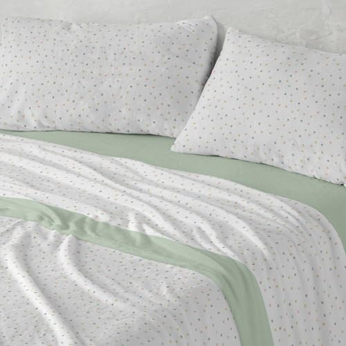 Burrito Blanco | Sábanas de Coralina | Cama de 150cm. (+Medidas Disponibles) | Diseño 989 | Color Menta (150x190/200cm.)