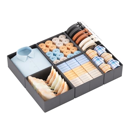 Yucch Organizer Cassetti 6 Pezzi – Compatibile con IKEA PAX Armadio 75x58 cm, Scatole Portaoggetti Pieghevoli con Fondo Rinforzato per Intimo, Calze e Vestiti (Grigio)