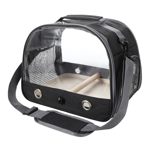 Image of Small Bird Travel Carrier Cage Portable Bird Parrot Parakeet Cockatiel Travel Carrier Bag Lightweight Birds Backpack with Standing Perch and Stainless Tray for Vet Visit Side Access Window