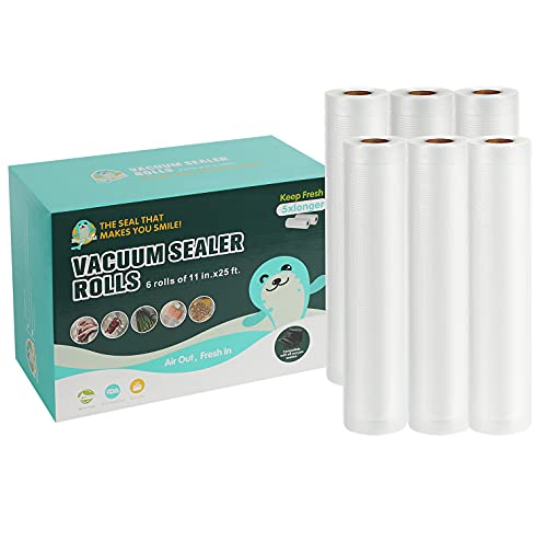 Happy Seal Vacuum Sealer Bags 11x25 6 Rolls for Food Saver, Commercial Grade, BPA Free, Heavy Duty, Great for vac Storage,Meal Prep or Sous Vide