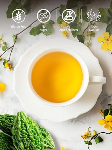 Image of TeeLux Bitter Melon Tea Bags, Pure Momordica Charantia Tea, 100 Count | Natural Herbal Tea with Mild & Smooth Taste, Caffeine Free, Enjoy Hot or Iced
