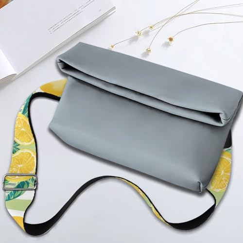 Image of GLENLCWE Yellow Lemon Wide Shoulder Strap Adjustable Replacement Belt Guitar Style Crossbody Bag Handbag Strap Canvas Straps Fruit Print