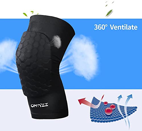 ONTYZZ Knieschoner 1 Paar Unisex Absturzsicher Kompressionshülsen Knieschützer Basketball Knieschützer Sport zum Männer und Frauen Schwarz+lang/L