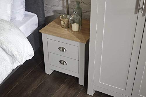 Home Source Country Cottage Pine MDF Bedroom Set - Wardrobe Chest of Drawers Bedside - Grey