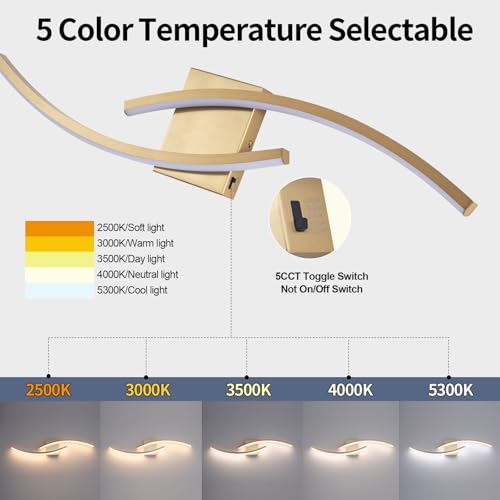 Image of 31.5 inch Modern Bathroom Vanity Light Gold Lights Fixtures Dimmable 5CCT Led Bathroom Light Fixture Over Mirror Modern Wall lamp for Cabinet Hallway