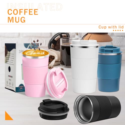 Image of Insulated Travel Coffee Mug, Stainless Steel Coffee Cup with Leakproof Lid