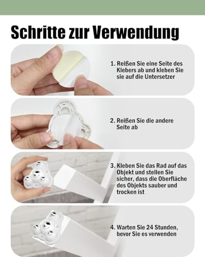 TRVL FIELDER Ruedas para muebles y electrodomésticos, universales, giratorias en 360°, 2.4 pulgadas, ruedas de acero autoadhesivas, para muebles pequeños, 4 unidades (negro) - imagen 5