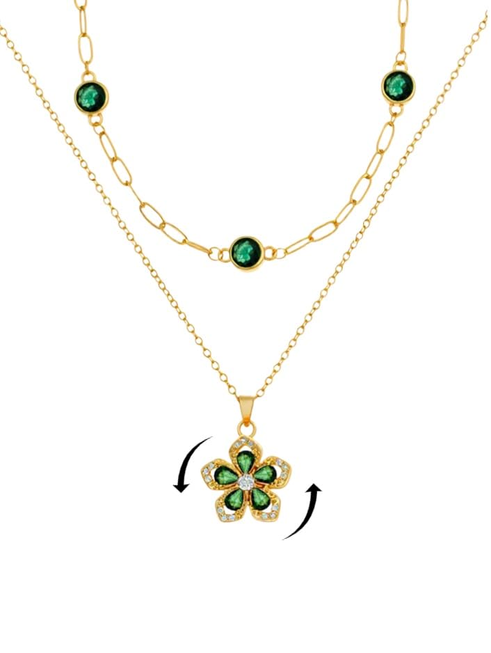 Natural Birthstone Layered Fidget Flower Necklace for Women