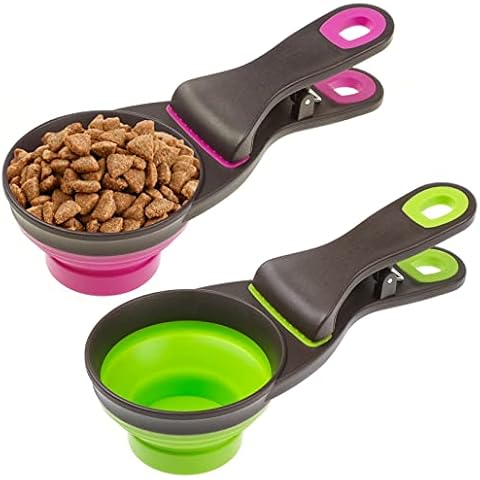 YHSKJCD 2Pcs Pet Food Scoop,Silicone Measuring Cup, Bag Sealing Clip for Dog Cat Storage Food Water Bowl Cover