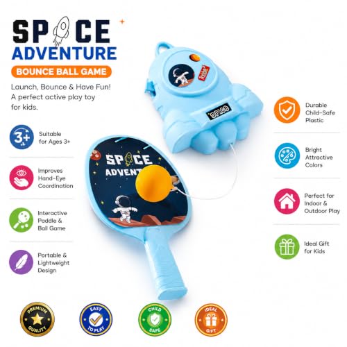 Image of Btop Kids Indoor Sports Toy | Hanging Table Tennis Trainer with Elastic Rebound Ball & 2 Paddles (Multi Colour)