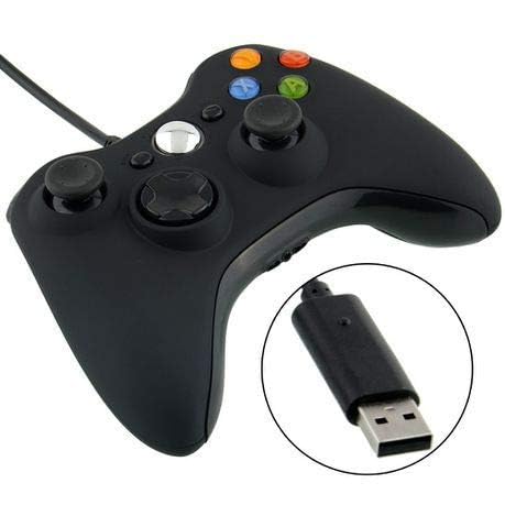 Image of GET IN THE GAME Wired Controller for Xbox 360 | USB Gamepad Joystick with Dual Vibration | Compatible with Xbox 360, & Windows 7 /8 /10 /11 PC | Ergonomic Design, Plug & Play (Black)