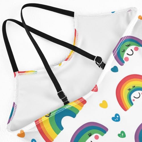 Cute Rainbow Heart Girls Swimsuit One Piece Bathing Suit for Baby Girls' Swimwear 3-10T4