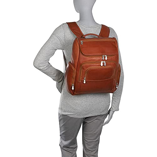 Piel Leather Multi-Pocket Laptop Backpack, Saddle, One Size #TOP5