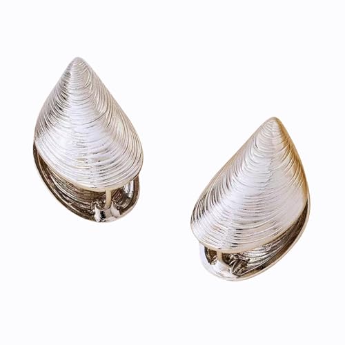 Clamshell Hoop Earrings for Women Statement Unique Seashell Earring 925 Sterling Silver Shell Stud Earrings Coastal Cowgirl Jewelry