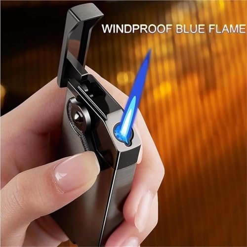 Encendedor de llama azul resistente al viento, recargable de butano para cigarro y moxibustión 7