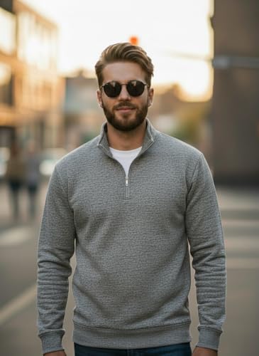 Image of Mack Jonney Men's Fleece Half-Zip High Neck Sweatshirt | Warm & Stylish Winter Wear -JM4380