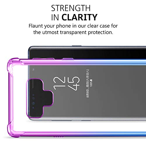 Samsung Galaxy Note 9 Case,Clear Note 9 Case Shockproof Tpu Bumper Cases Non Slip Scratch Resistant Pc Hard Back Protective Case Cover For Galaxy Note 9 -Purple Blue #TOP1