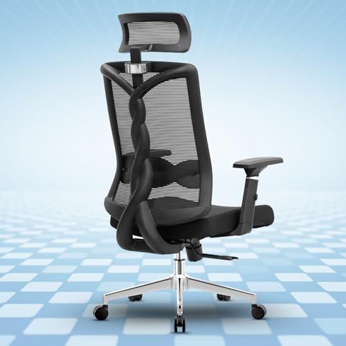 NeuArc Spinal Ergonomic Mesh Office Chair | 5-Year Warranty | Multi-Lock Auto-Adapt Recline | 3D Armrests | Designed for Broader Backs | Black (Spinal, Black  3D Arms)