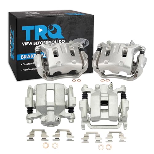 Image of TRQ Front and Rear Brake Caliper Set Zinc Coated Brackets Compatible with 2007 Infiniti G35 2007-2009 M35 2006-2009 M45