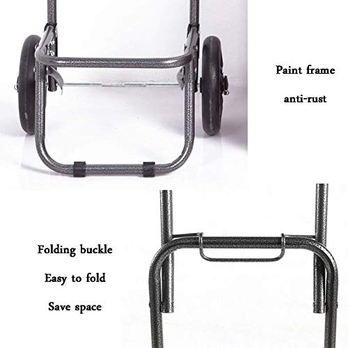 Leichter Einkaufswagen, zusammenklappbar, Reisewagen, Lebensmittelwagen, Gepäck, 2 Räder, PU-Kunststoff, ergonomischer… – Bild 7