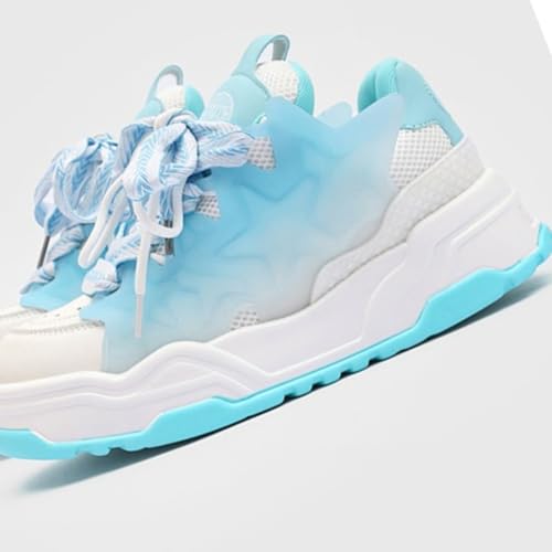 Chunky Sneakers for Women Pink Star Y2K Platform Shoes, 1.6-Inch Hidden Heel, Lightweight Lace-Up Trainers for Street2