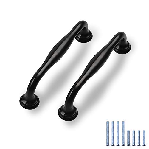 JOLIGAEA Tirador para Muebles,24 piezas Negro Aleación Aluminio Tiradores de Arco Manija,Tiradores para Cocina,Cajón,Armario,Baño,Dormitorio y Oficina,128mm/Distancia de Agujeros,Tornillos Incluidos