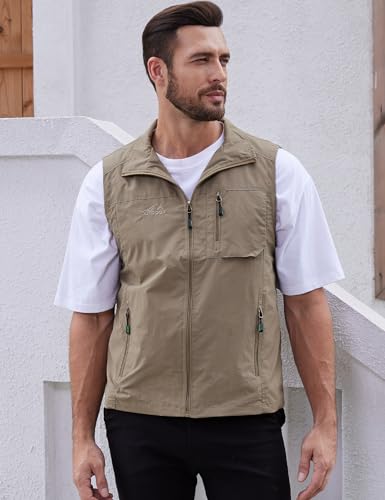 Image of Gihuo Men's Fishing Vest Utility Vest Casual Outdoor Quick Dry Safari Travel Golf Vest Work Vest
