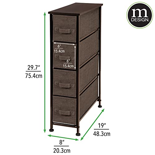 Mdesign Narrow Dresser Storage Tower Stand With 4 Removable Fabric Drawers - Steel Frame, Wood Top Organizer For Bedroom, Entryway, Closet - Lido Collection - Espresso Brown #TOP2