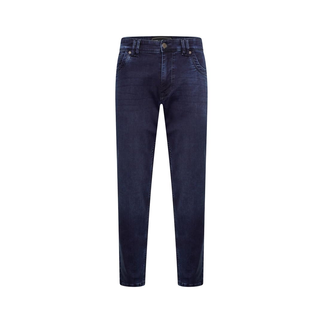 KAM Knitted Jeans Stretch Fabric Zip Fly Belt Loops Pants Mens 40-60W Jacob (UK, Waist, 44, Regular, Long, Blue)