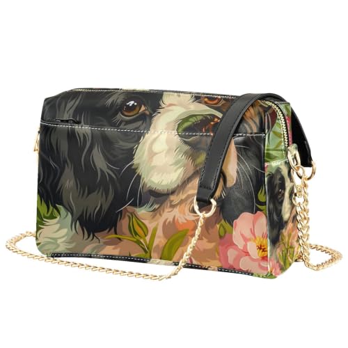 Sac à bandoulière fleurs et Border Collie pour balades et ville
