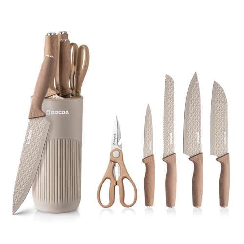 GOODA Kitchen Knife Set With Block,6-Piece Professional Chef Cook...
