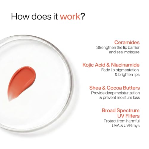 Image of WishCare Tinted Lip Balm SPF 50 PA++++ | Brightening Lip Balm for Dark Lips | In-Vivo Tested | Kojic Acid & Niacinamide | For Women | 5g (Coral Peach)