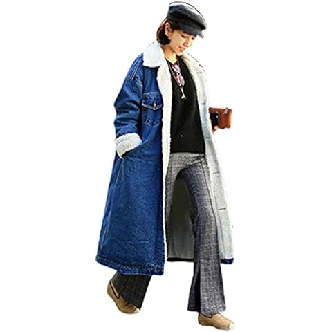 chouyatou Women's Sherpa Denim Coat Cover