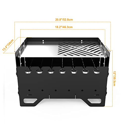 Onlyfire Portable Foldable Barbecue Grill with 7PCS Stainless Steel Kebab Skewers & BBQ Plancha for Outdoor Cooking Garden Picnic - Image 2