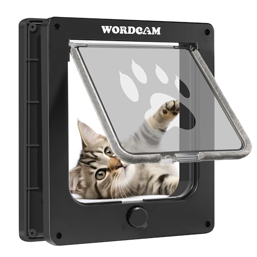 Wordcam - Chatière moyenne avec rabat, 4 positions verrouillables pour portes intérieures et extérieures, trappe pour chats et chiens, robuste, résistante...