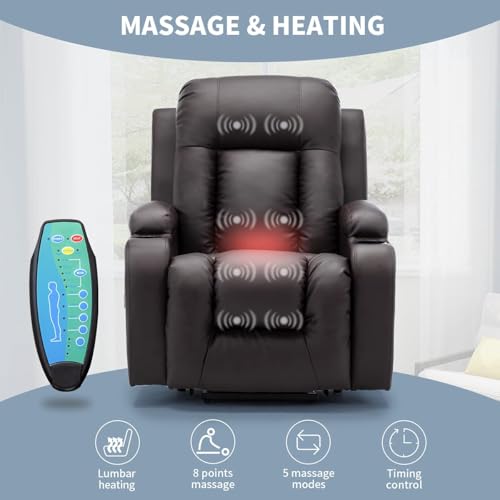 Sillón con masaje y calor reclinable cuero sintético miniatura 5