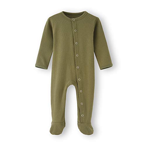 Baby Kids Footed Sleeper Pajamas with Mittens Cuffs - Cotton Long Sleeve Baby Snap-Up Romper - Toddler Onesies Jumpsuit Sleep and Play 0-12 Months (9-12 Months, Anmy Green)