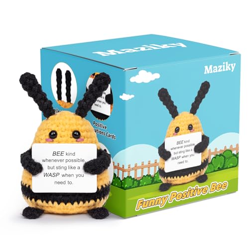 Maziky Positive Bee Crochet Gift Box with Affirmations Cards, Desk Decor