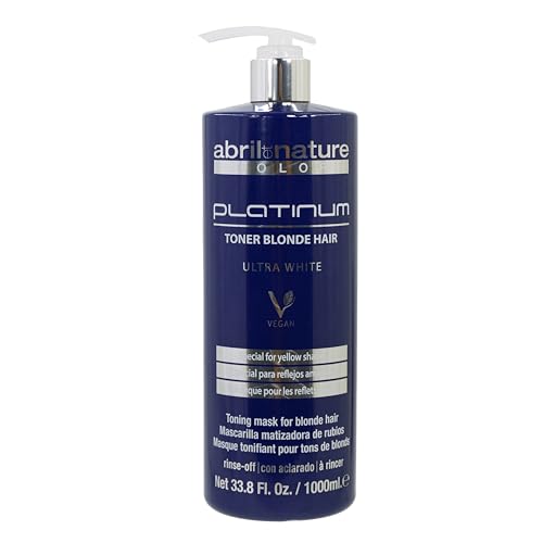 abril et nature - Platinum Mascarilla Profesional - Para Cabellos Rubios, Decolorados, con Mechas y/o con Canas - Matizador Violeta - Preserva el Brillo y Color - Anti Amarillos - 1000 ml